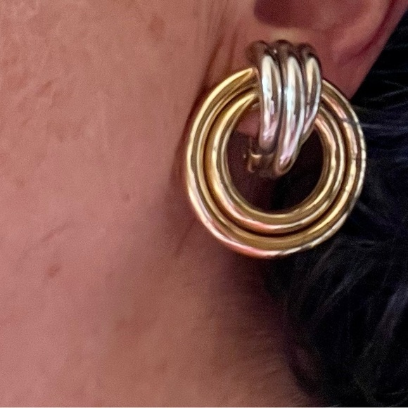 Gold and Silver Door Knocker Earrings - Picture 10 of 16